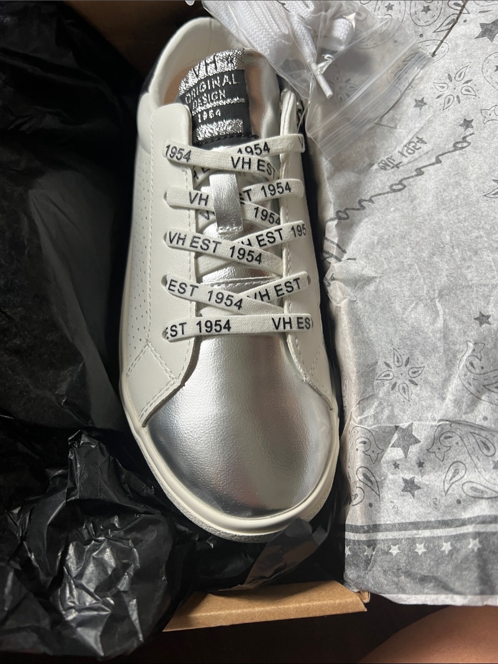 Vintage Havana White Leather Sneaker with Silver Toe